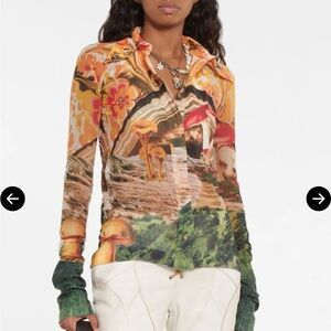 Acne Studios Mesh Nylon Printed Mushroom Long Sleeve Top